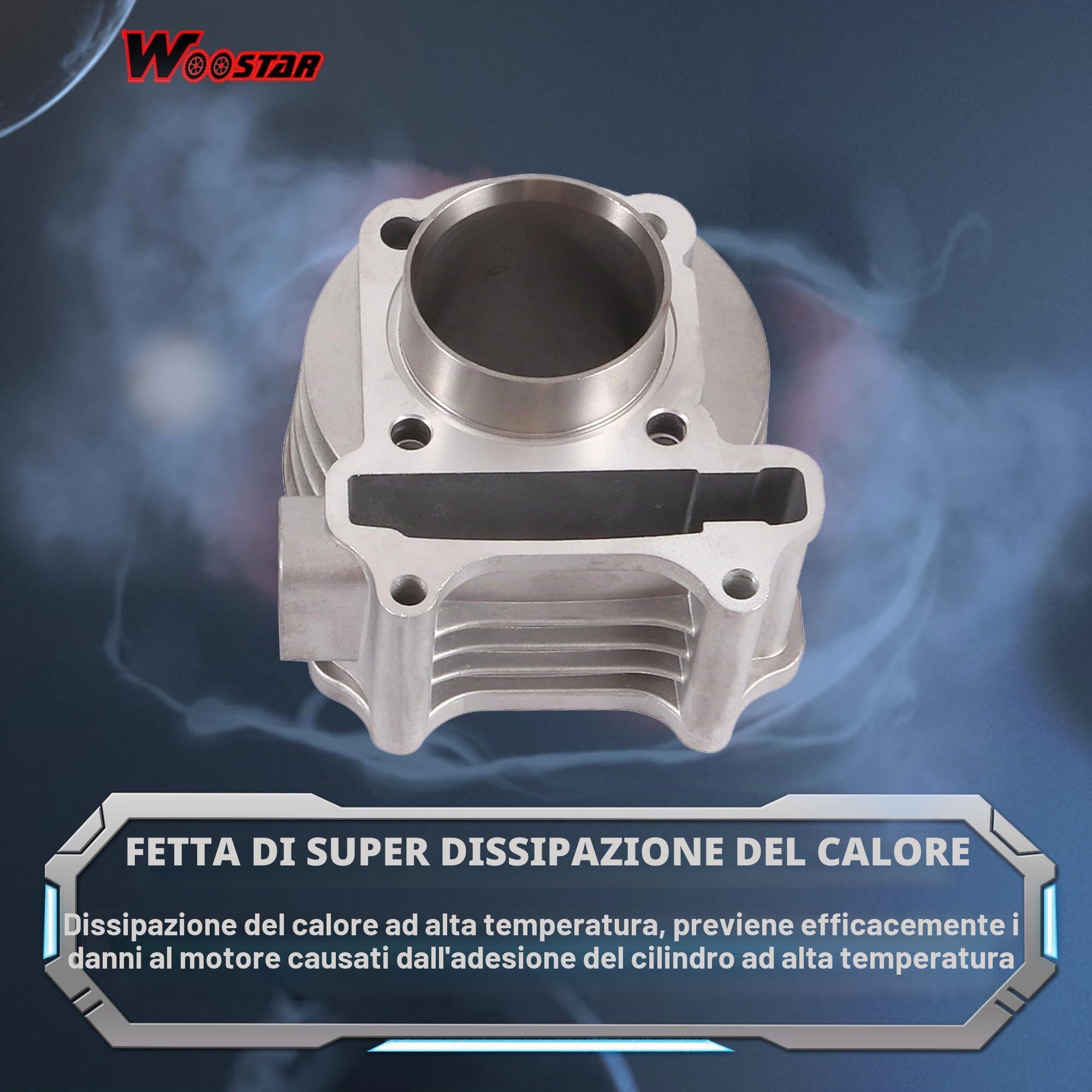 WOOSTAR 47mm Cilindro con Testata con Anello Pistone Kit e Guarnizioni Assemblea Sostituzione per GY6 72cc 80cc Taotao 49cc 50cc 4 Tempi 139QMB 139QMA Motore Scooter Ciclomotore ATV