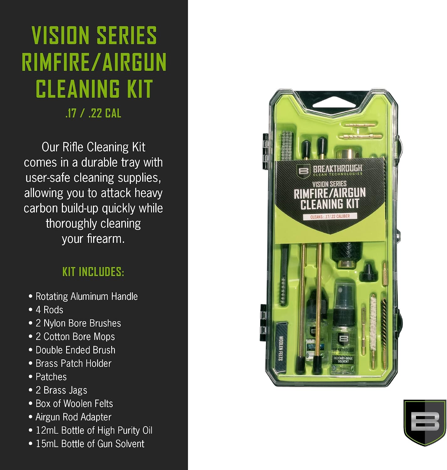 Breakthrough Clean Technologies Universal Gun Cleaning Kit for Rifle, Shotgun, Handgun, and Airgun Care and Maintenance - Durable Storage Case - All-in-One Solvent