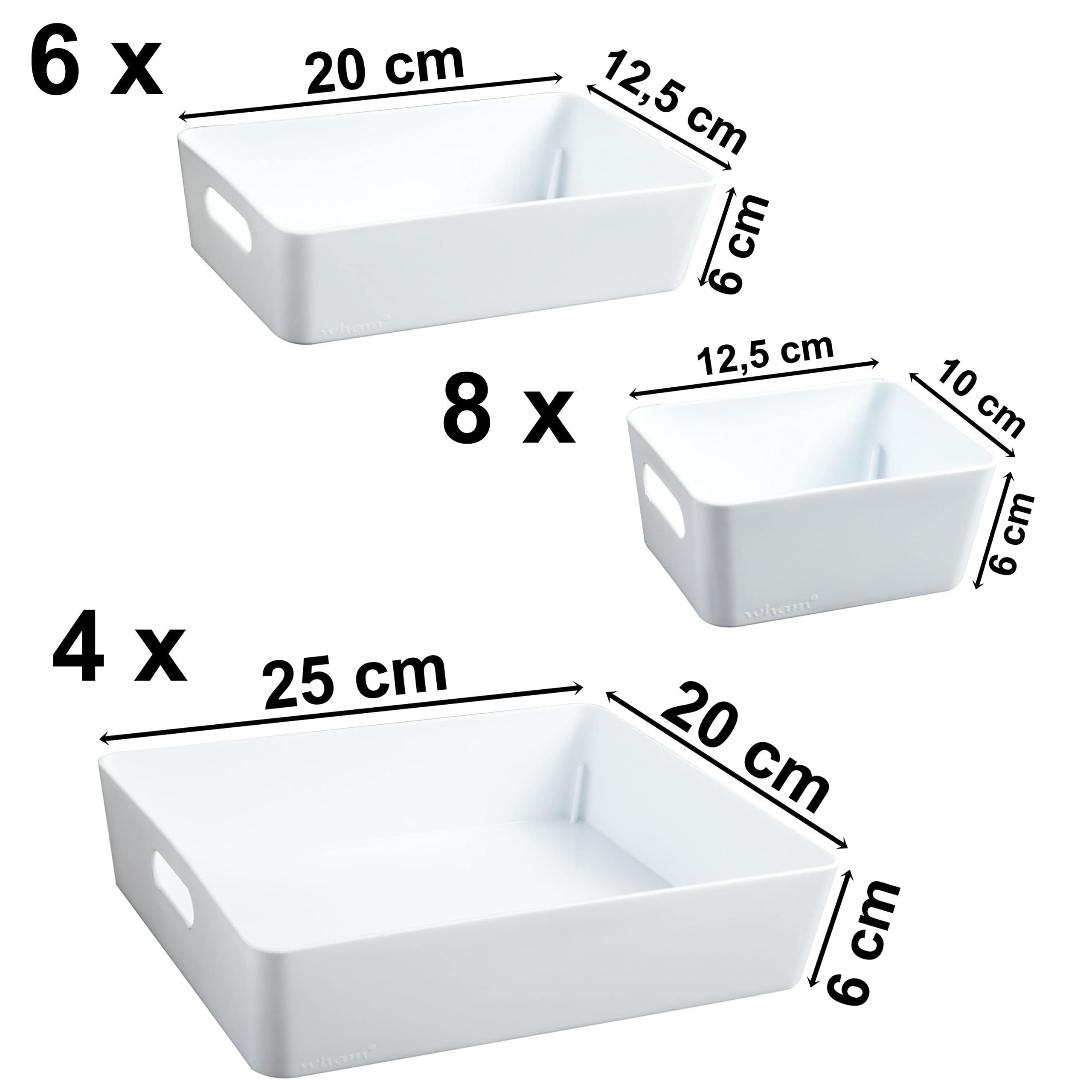 Organizador cajones 6cm alto 18 3 tamaños cajón 60x75cm Caja blanco