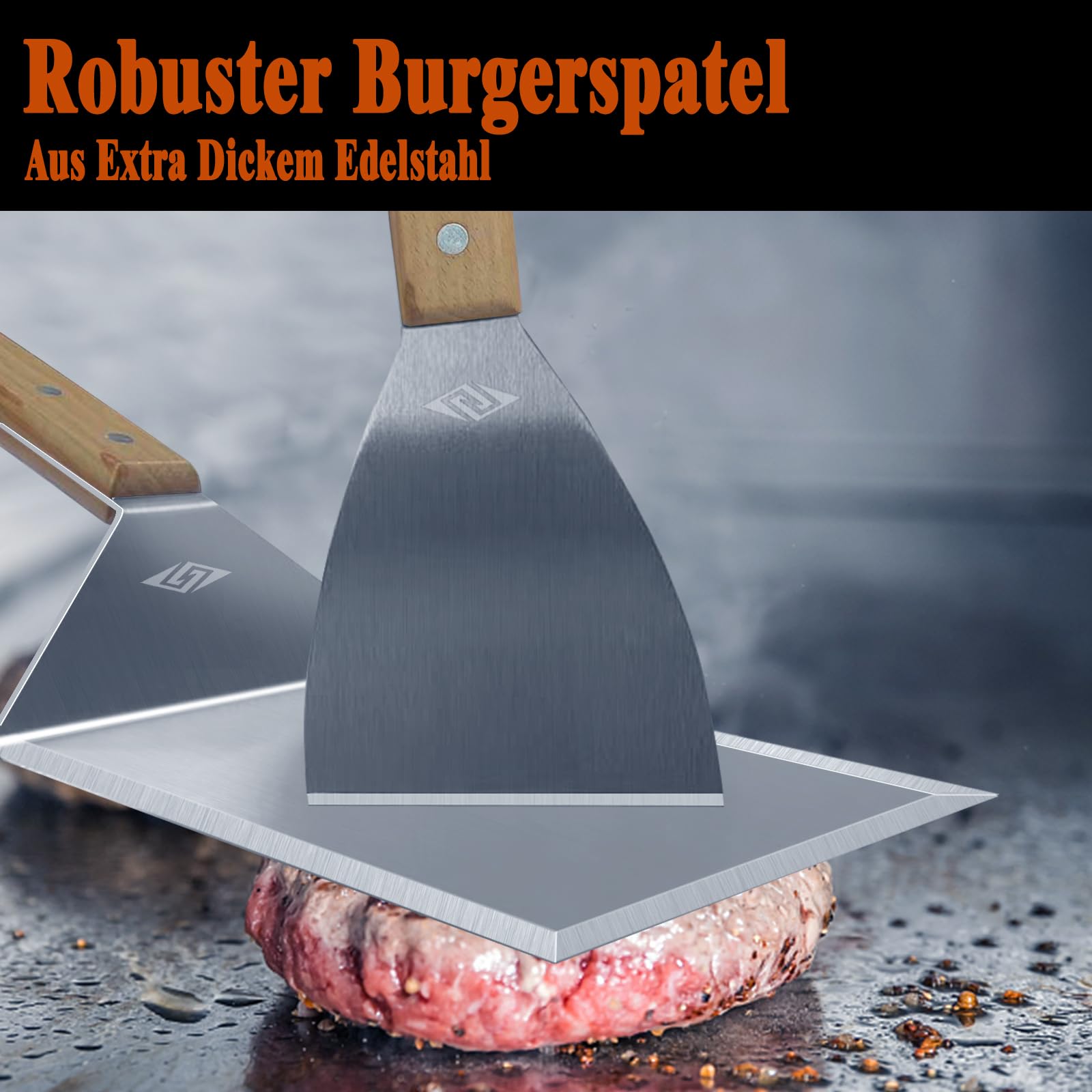 STEVEN-BULL S Spatola in acciaio inox per smash hamburger, spatola per barbecue, spatola plancha, regalo per uomini