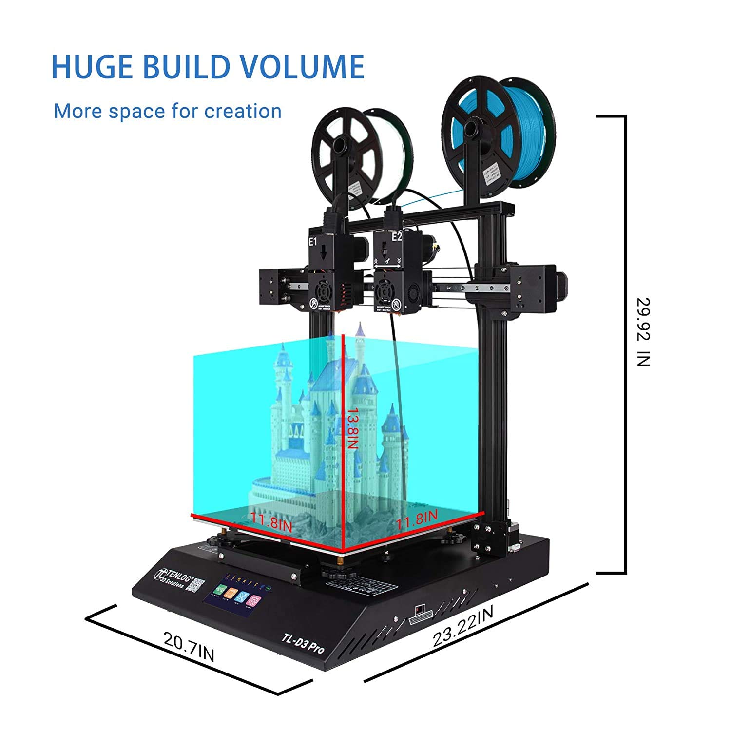 Amazon | TL-D3 Pro独立デュアルエクストルーダー3Dプリンター、300度