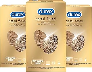Durex Avanti Bare Real Feel Condoms, Non Latex Lubricated Condoms for Men with Natural Skin on Skin Feeling, FSA & HSA Eligible, 10 Count (Pack of 3)