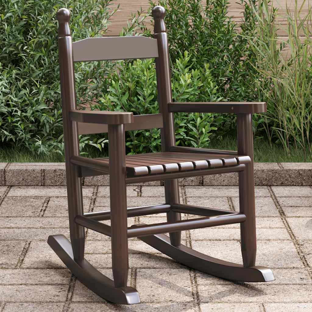 vidaXL Sedia a Dondolo per Bambini Marrone in Legno Massello di Pioppo, Poltrona a Dondolo, Sedia a Dondolo in Legno, Poltrona a Dondolo da Giardino