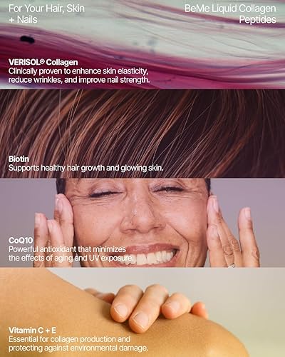 Miniatura 3 de BeMe Colágeno líquido para mujeres  2500 mg Verisol colágeno líquido con biotina, CoQ10 y vitamina C  Péptidos de colágeno clínicamente probados
