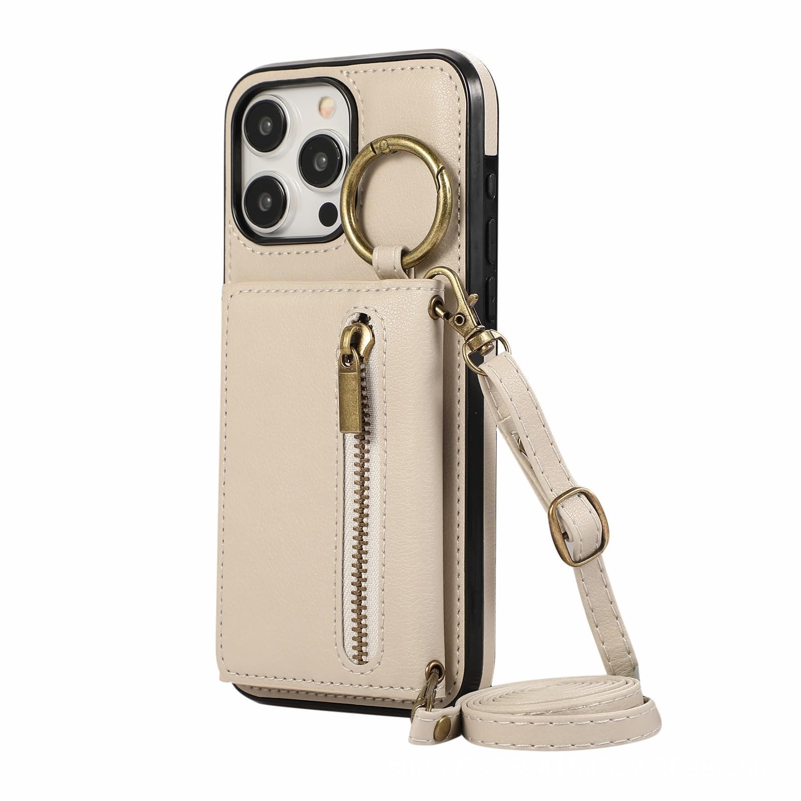 Housse iPhone 16 Pro cuir avec porte-carte pour voyager les mains libres