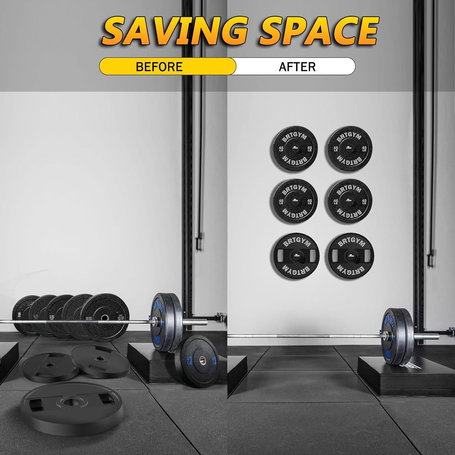 Wall Mount Barbell Holder & Weight Plate Holder