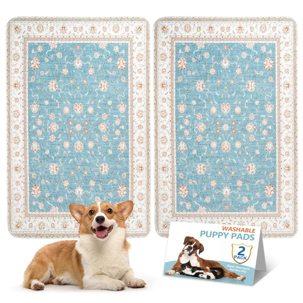 Washable Pee Pads for Dogs, 2 Pack Reusable Puppy Training Pads 81x122cm Super Absorbent Dog Pee Pad Waterproof Dog Training Pads, Non-Slip Potty Pads, Whelping Pads