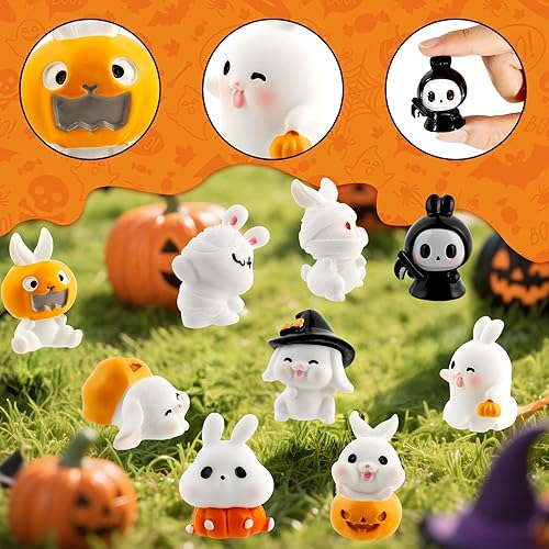 Miniatura 10 de Exasinine 24 piezas de mini conejitos de Pascua, conejito de resina, mini animales, jardín de hadas, adornos de paisaje de musgo en miniatura para