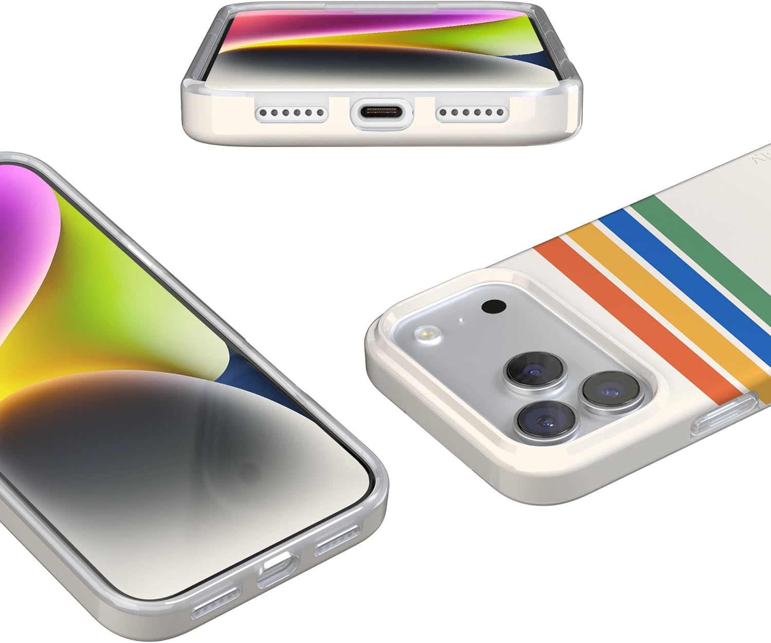 Casely iPhone 17 Pro Case | Totally Groovy | Rainbow Stripes Color Block | Compatible with MagSafe | Classic Ultra Slim Design - Image 2