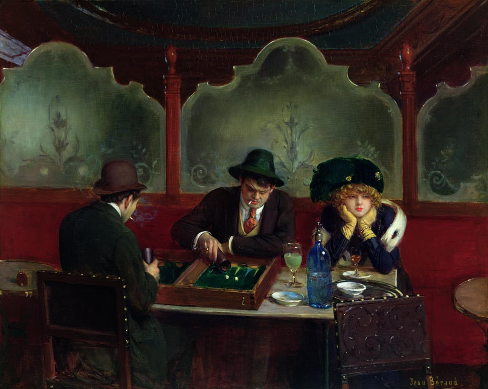 ARTXLXXBN Famous Print Painting Colorful Art Print the Backgammon Players by Jean Beraud Canvas Art Decorations for Home Decor 60x90cm