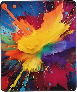Mouse Pad with Non-Slip Rubber Base Gaming Mouse Pads Personalized Mouse Mat Rectangle Colorful Paint Splatter Art Mousepad for Desktop Computer Laptop Gaming Office Supplies