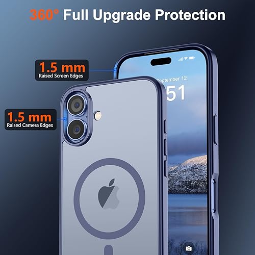 Miniatura 867 de SUPFINE - Funda magnética para iPhone 13 Pro Max (compatible con MagSafe), (protección contra caídas de grado militar de 10 pies), delgada, Negro