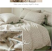 Vista 280 de 3 piezas de juego de funda de edredón tamaño individual XL, funda de edredón blanca con estampado floral azul, ropa de cama coquette de algodón