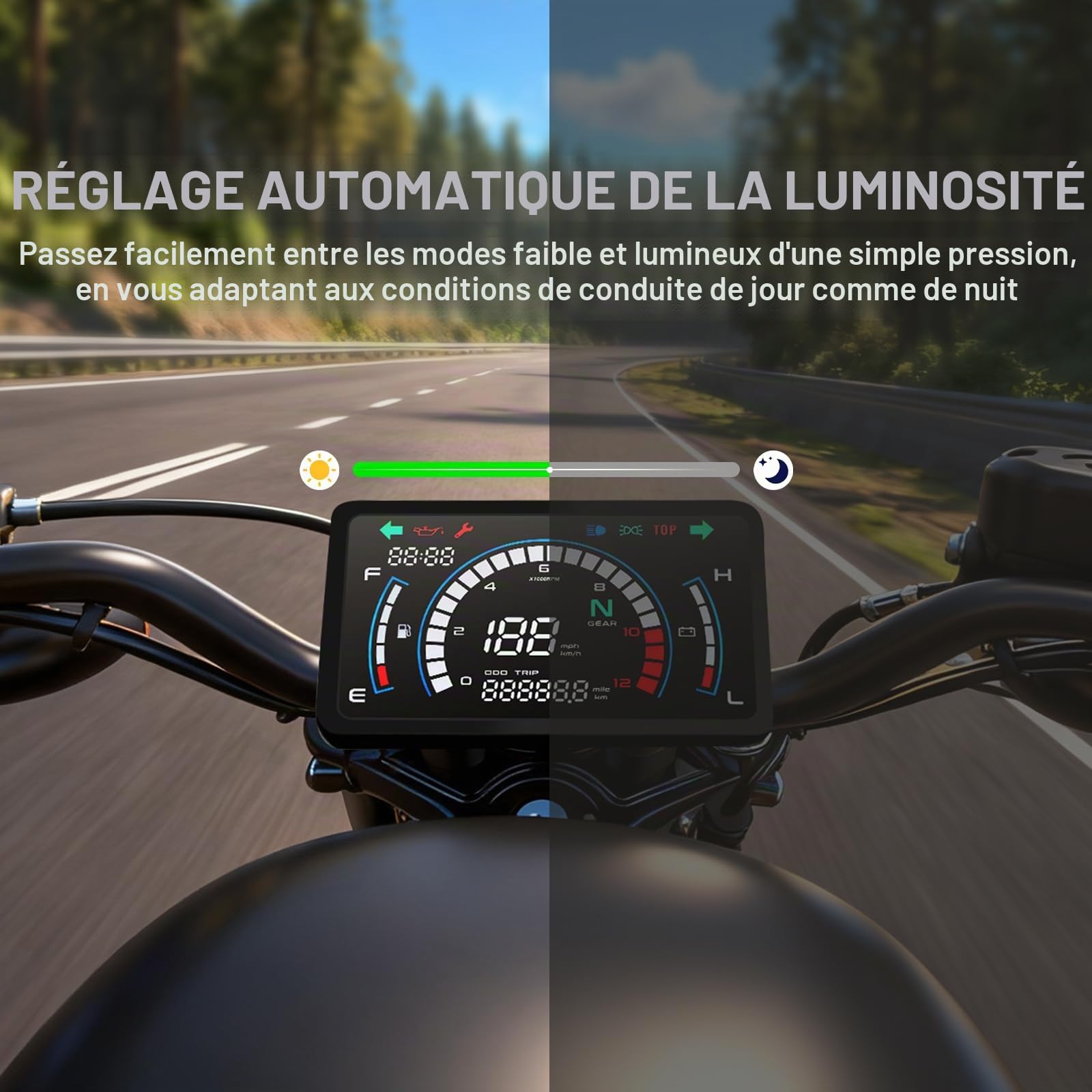 Geloo Compteur de Vitesse Kilométrique 12V Digital Moto avec Support