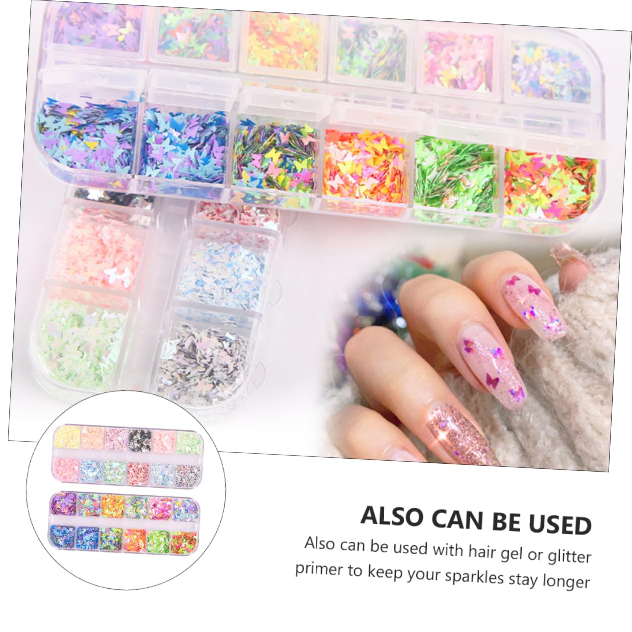FOMIYES Nail Art Glitter Kit 2 Pack Sequin Confetti Glitters for Manicure and Nail Art DIY Set