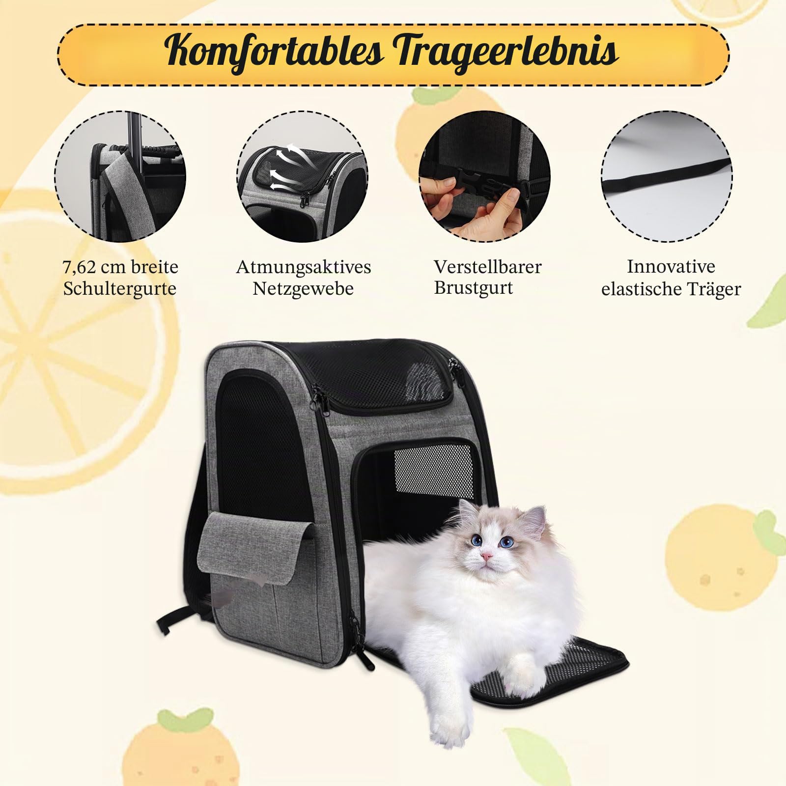 Rucksack für Katzen und Katzen, mit Rädern, für Hunde und Katzen bis zu 15 kg, ideal für Spaziergänge, Reisen und Besuche beim Tierarzt