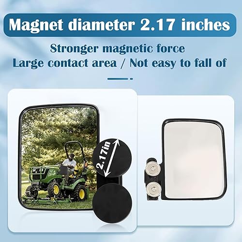Miniatura 2 de Espejos Magnéticos para Tractor Pbsee, Espejos Retrovisores con Imán Fuerte Compatibles con Mahindra, Kubota, John Deere y Lawn Mover, Accesorios