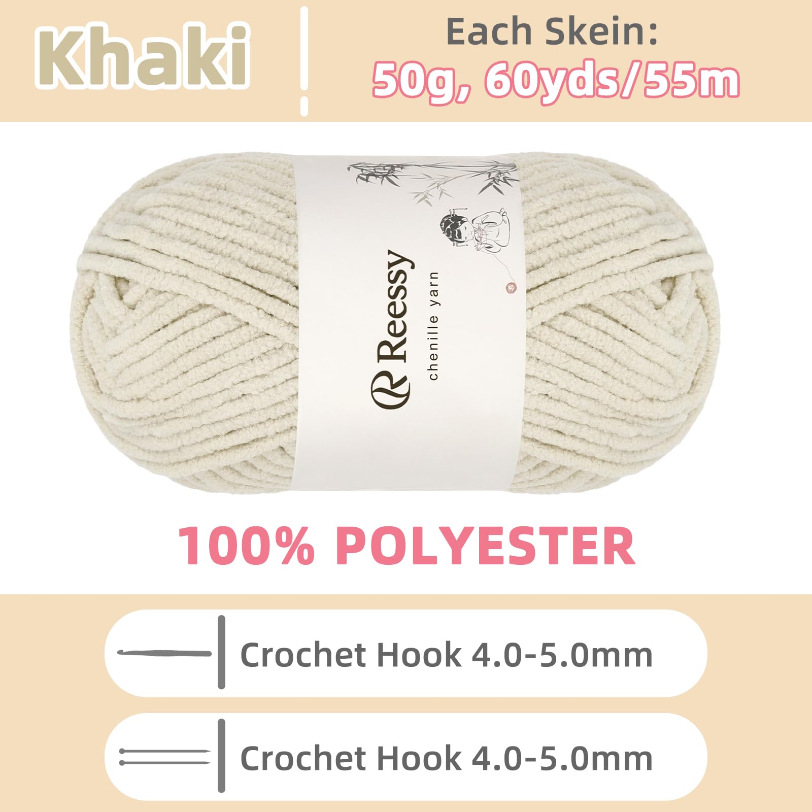 Reessy Chenille Yarn, Soft Chunky Yarn for Crochet 4 ×50g Thick Wool Fluffy Wool Perfect for Crochet Baby Blankets Jumpers - Image 2