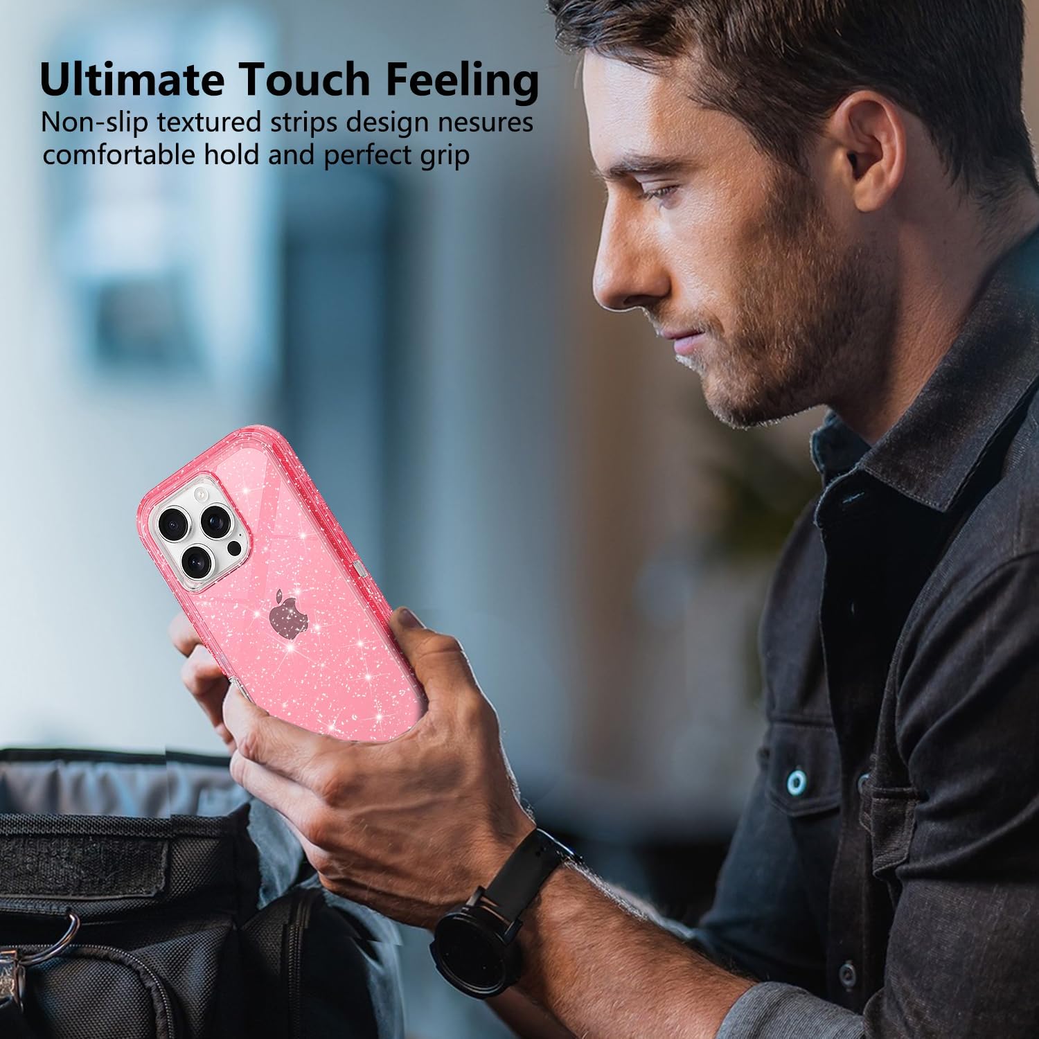 for iPhone 16 Pro Case Clear, Anti-Drop, Transparent, Shockproof, Military Grade Drop Protection, Heavy Duty Protective Phone Case Cover for 16 Pro 6.1", Pink Glitter - Image 7