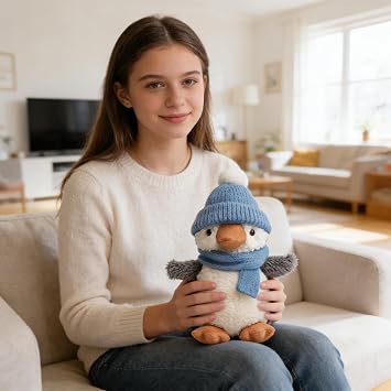 Penguin Plush, Soft Penguin Plush for Adults, Adorable Cuddly Plush for Bedtime and Travel, Pudgy Stuffed Animal with PP Cotton Filling