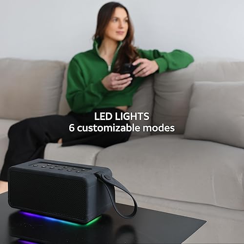 Miniatura 6 de AT&T Essentials - Altavoz Bluetooth retro de 80 W, color crema