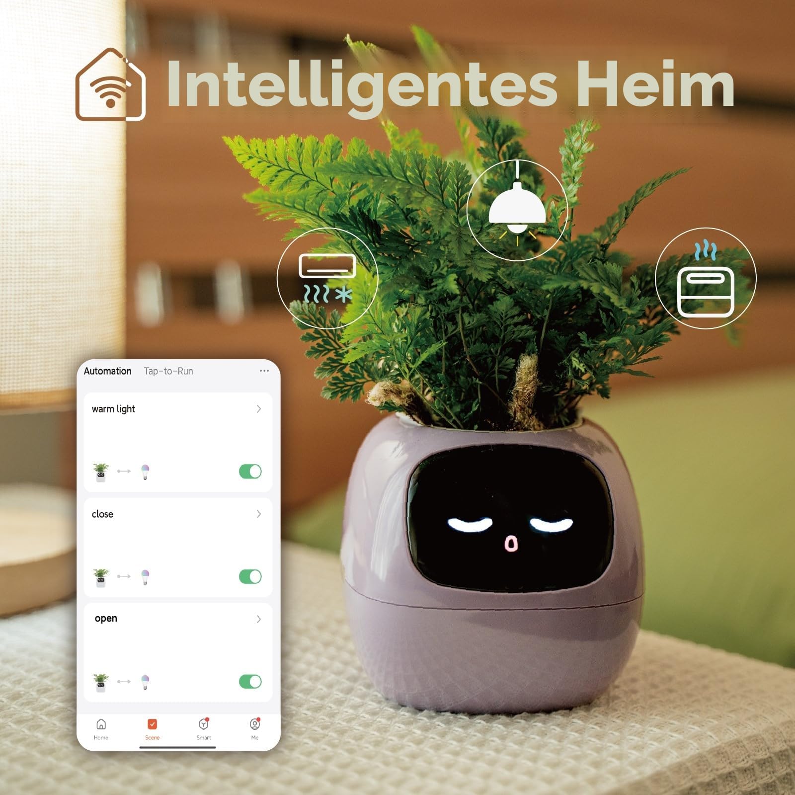 PLANTSIO Smart Pet Pflanzgefäß Roboter Anleitung zur Pflanzenpflege mit Emojis, Bezaubernder Pflanzenbegleiter mit reichhaltiger Gesteninteraktion(Olivgrün)