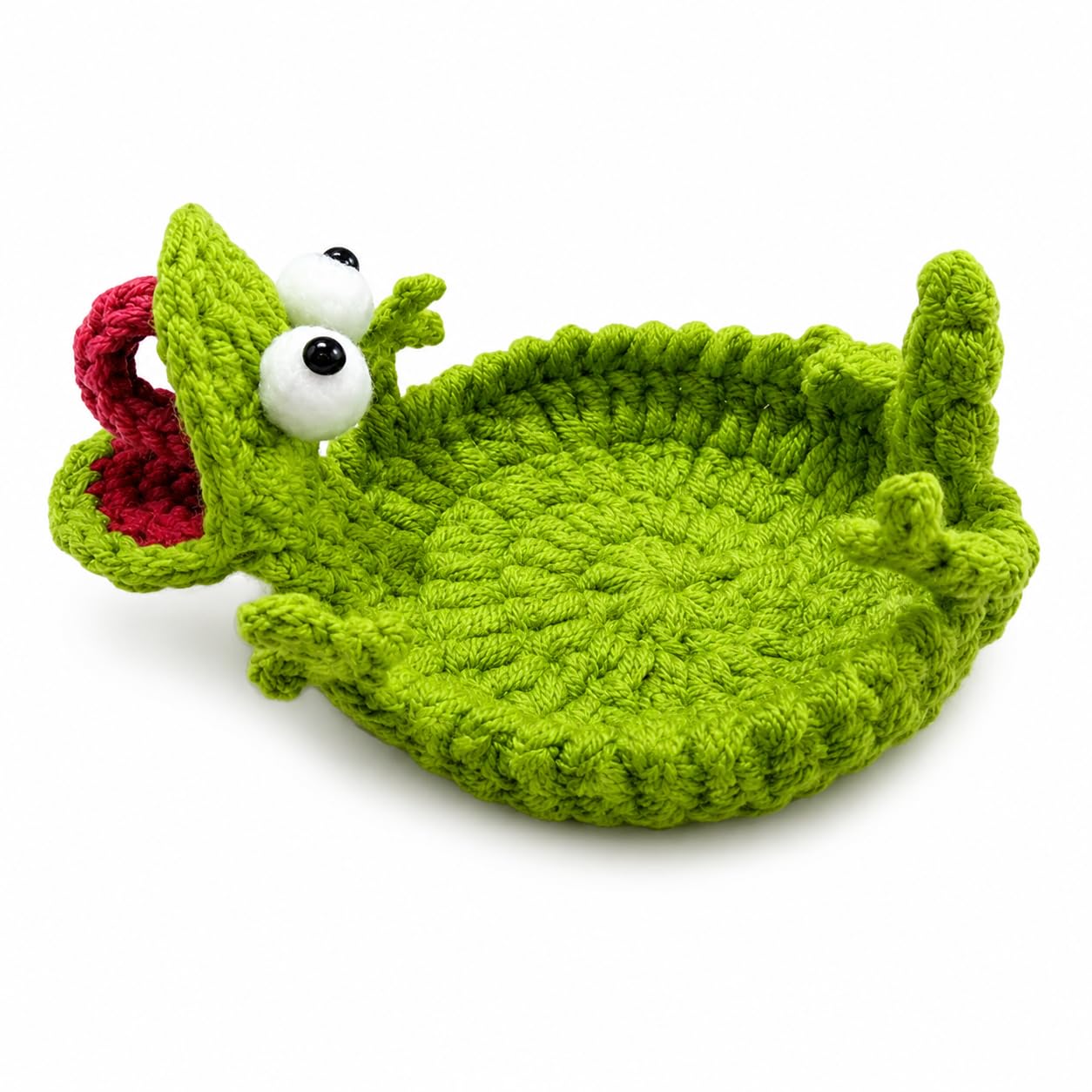 XQMMGO Crochet Lizard Coaster, Funny 3D Handmade Animal Mug Rug, Novelty Knitted Cup Mat for Tea & Coffee, Cute Desk Decor Gift for Animal Lovers (Green)