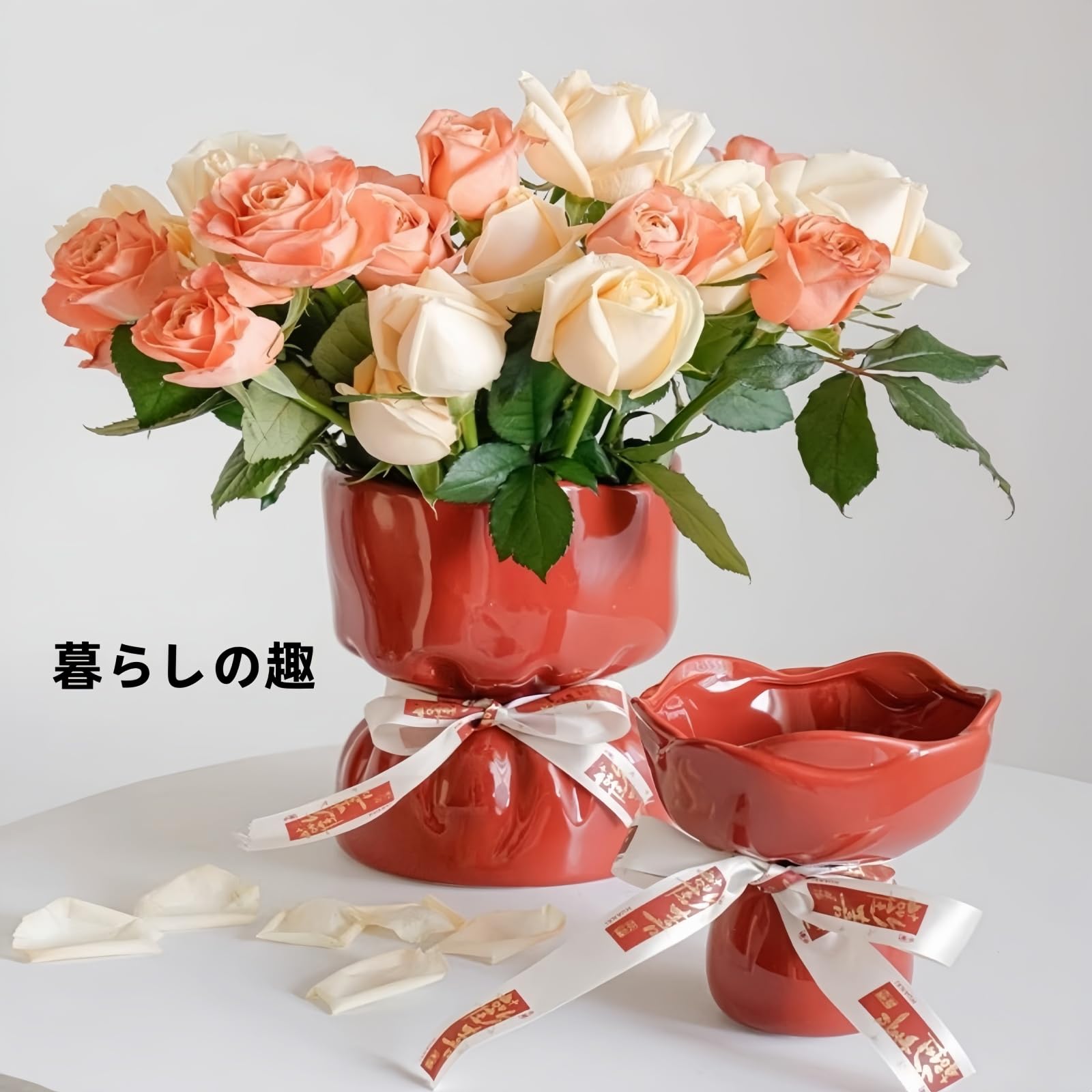手作り陶器の花瓶 Amazon.co.jp: Zomaki 手作り陶器製花瓶 滑り止め付き底面 小型花瓶