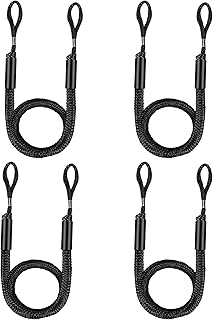 Boat Bungee Dock Lines, Mooring Rope for Docking with Loop, Boat Ropes, Boat Accessories, Quick and Easy Dock for PWC, Kayak, Jet Ski, Seadoo, WaveRunner, Pontoon, Bass Boat (Black)