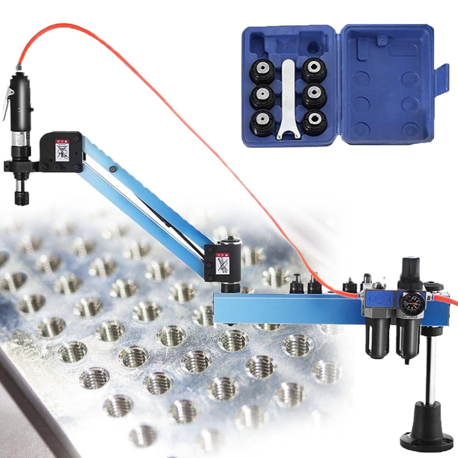 MáQuina de Roscar NeumáTica M3-M12, MáQuina de Roscar NeumáTica Universal de 360°, Brazo Flexible de 400 RPM por Minuto, para Talleres de FáBrica, CarpinteríA, FabricacióN de Moldes
