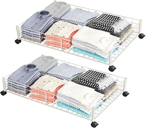 Amyove Almacenamiento debajo de la cama con ruedas, contenedores con ruedas, organizador de cajones, contenedores para ropa, mantas, zapatos, suéter