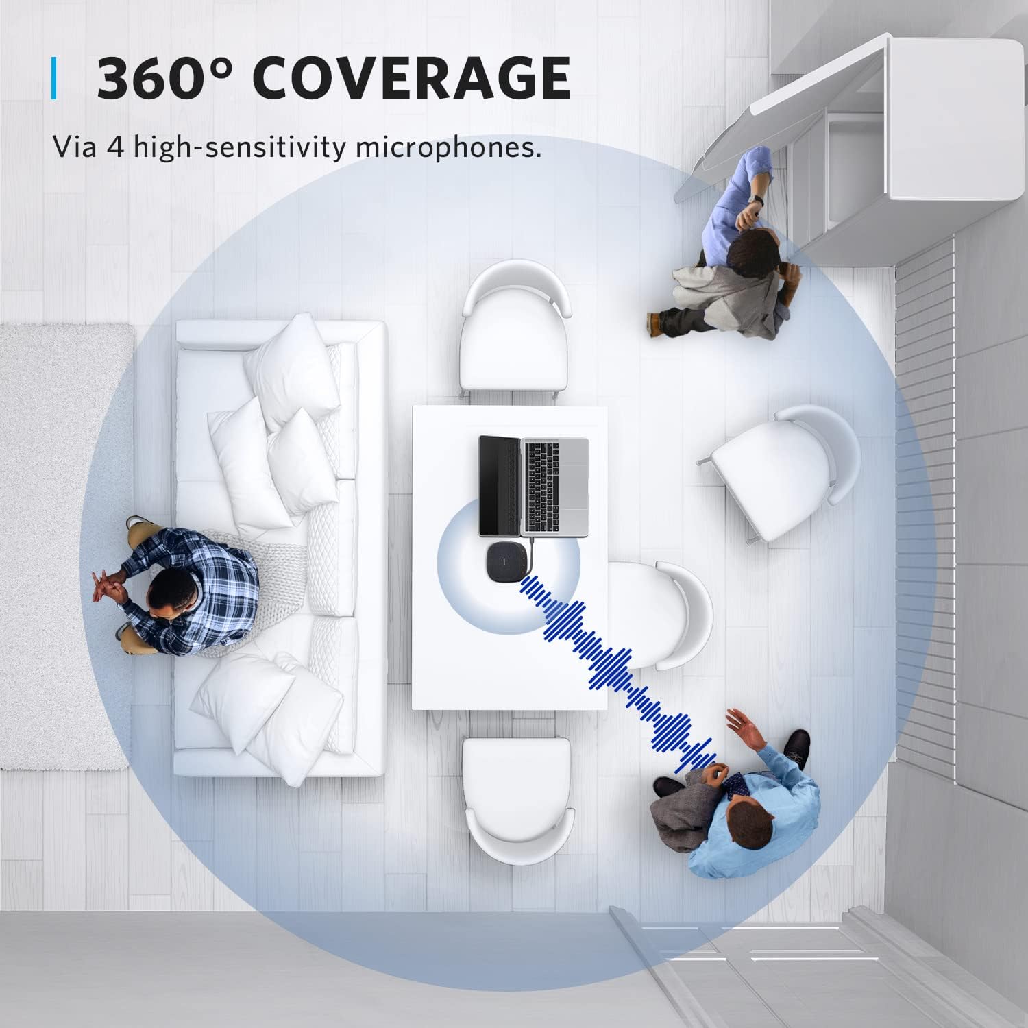 Anker PowerConf S330 USB Speakerphone, Conference Microphone for Home Office, Smart Voice Enhancement, Plug and Play, 360° Voice Coverage via 4 Microphones, and Powerful Sound : Office Products