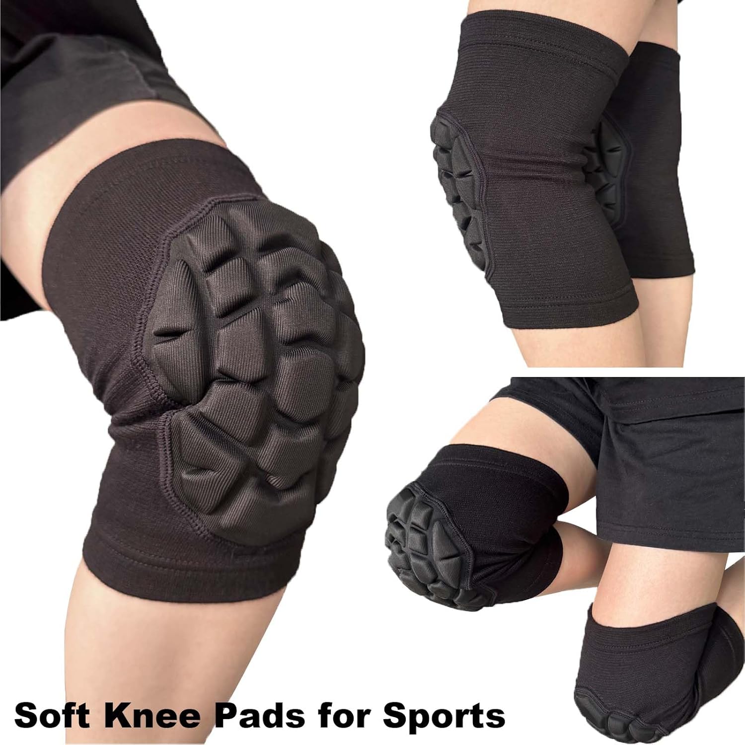 Knee Pads for Men & Women, Wrestling Kneepads for Volleyball, Basketball, Football - Elastic Compression Knee Sleeves for Soft Knee Support & Protection for Dancing, Biking, Fitness, Muay Thai, Black M - Image 6