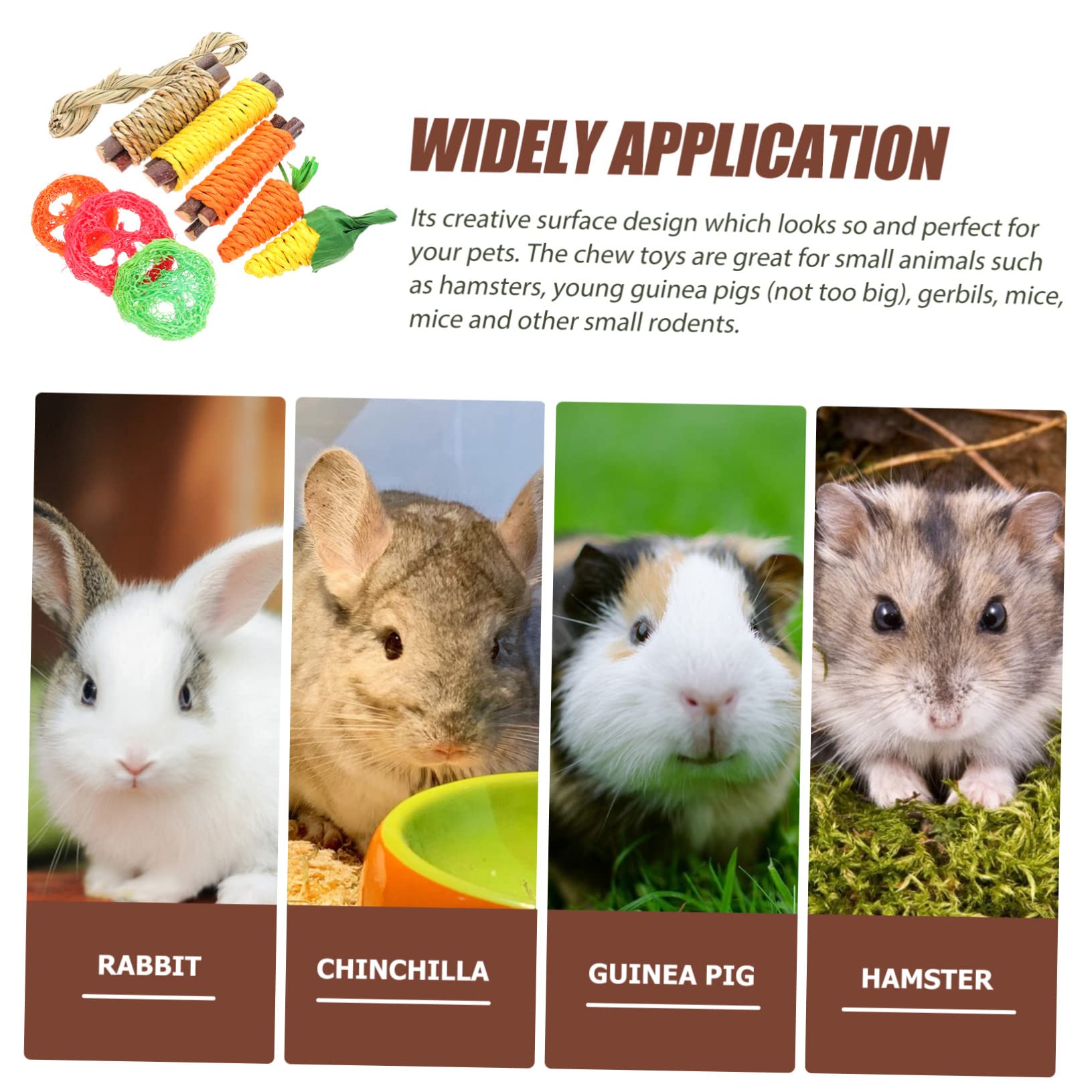 Housoutil 5sets Giocattoli Per Piccoli Animali Di Giochi Per Cani e Conigli Giocattolo Da Masticare Naturale Legno Per Criceti e Conigli Stimola Gioco e Salute
