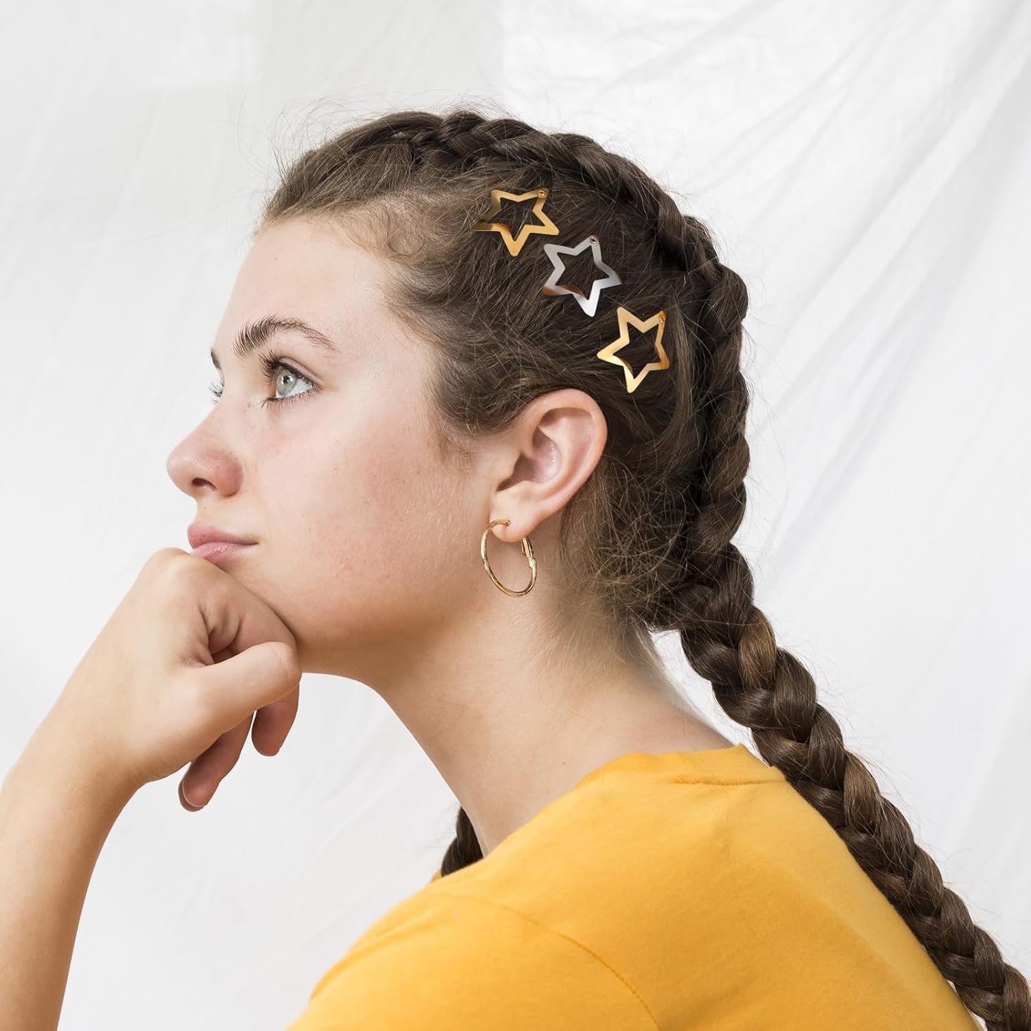 10 Pieces Celestial Clips - Silver and Gold Barrettes, Metal Non-Slip Accessories, 2000 Inspired Shiny Clips for Women Girls (5 Gold+5 Silver Pins)