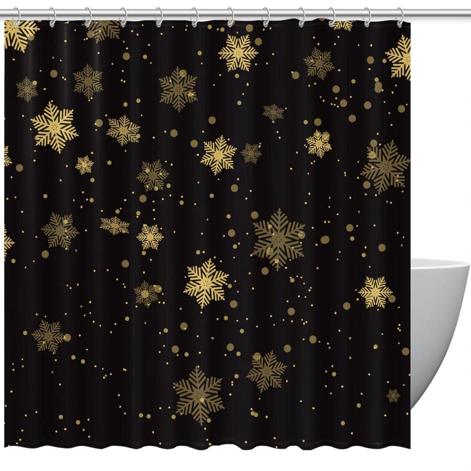 Rideau de douche flocons de Noël 183 cm pour salle de bain