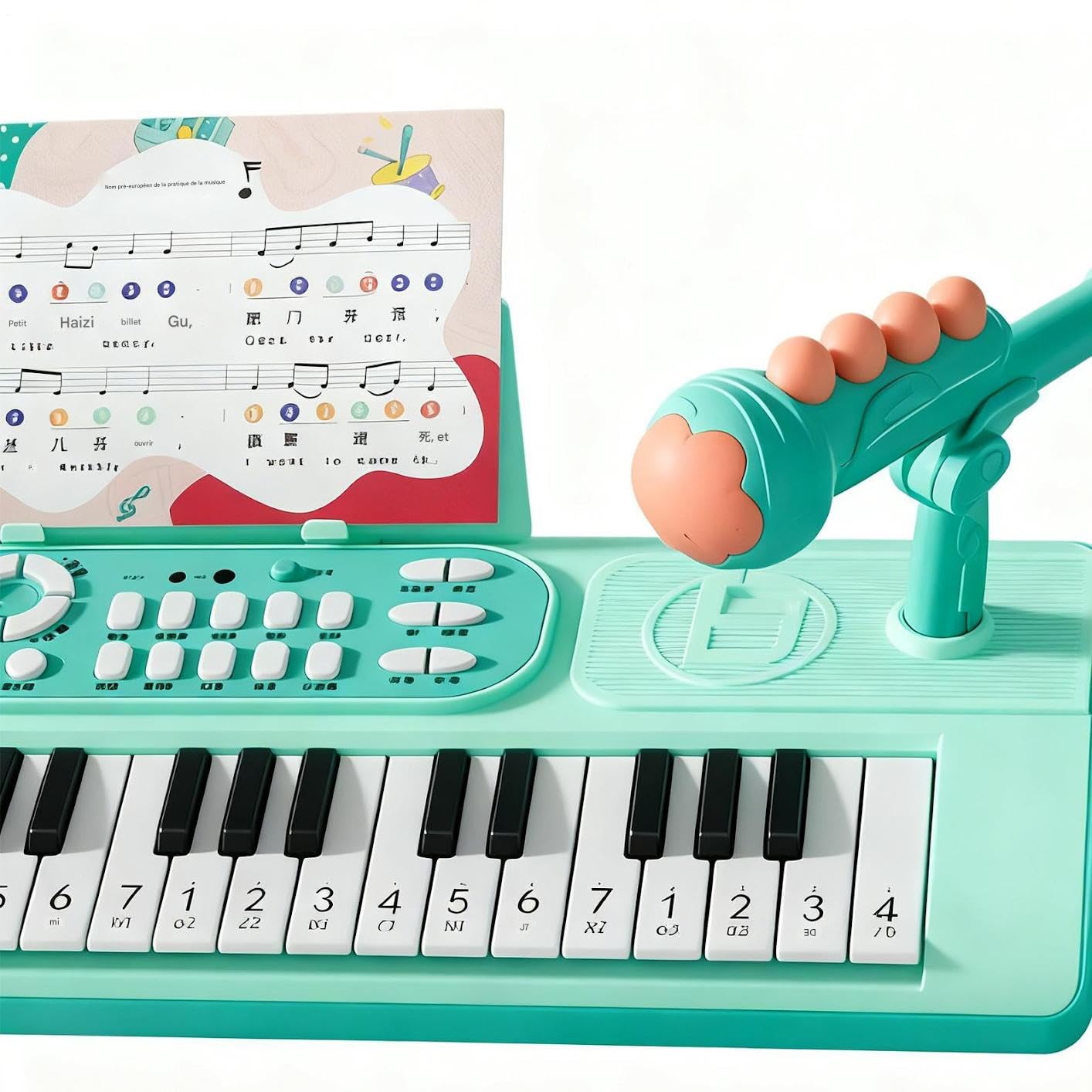 Piano Teclado para Instrumento Recargable 37 Teclas con Micrófono