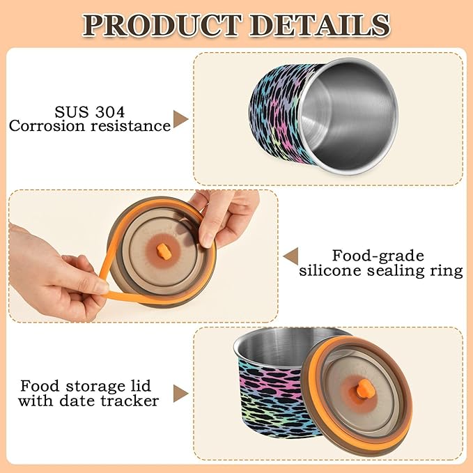 Dispensador de Alimentos ALAZA 30 oz, Acero Inoxidable, Estampado Leopardo miniatura 6