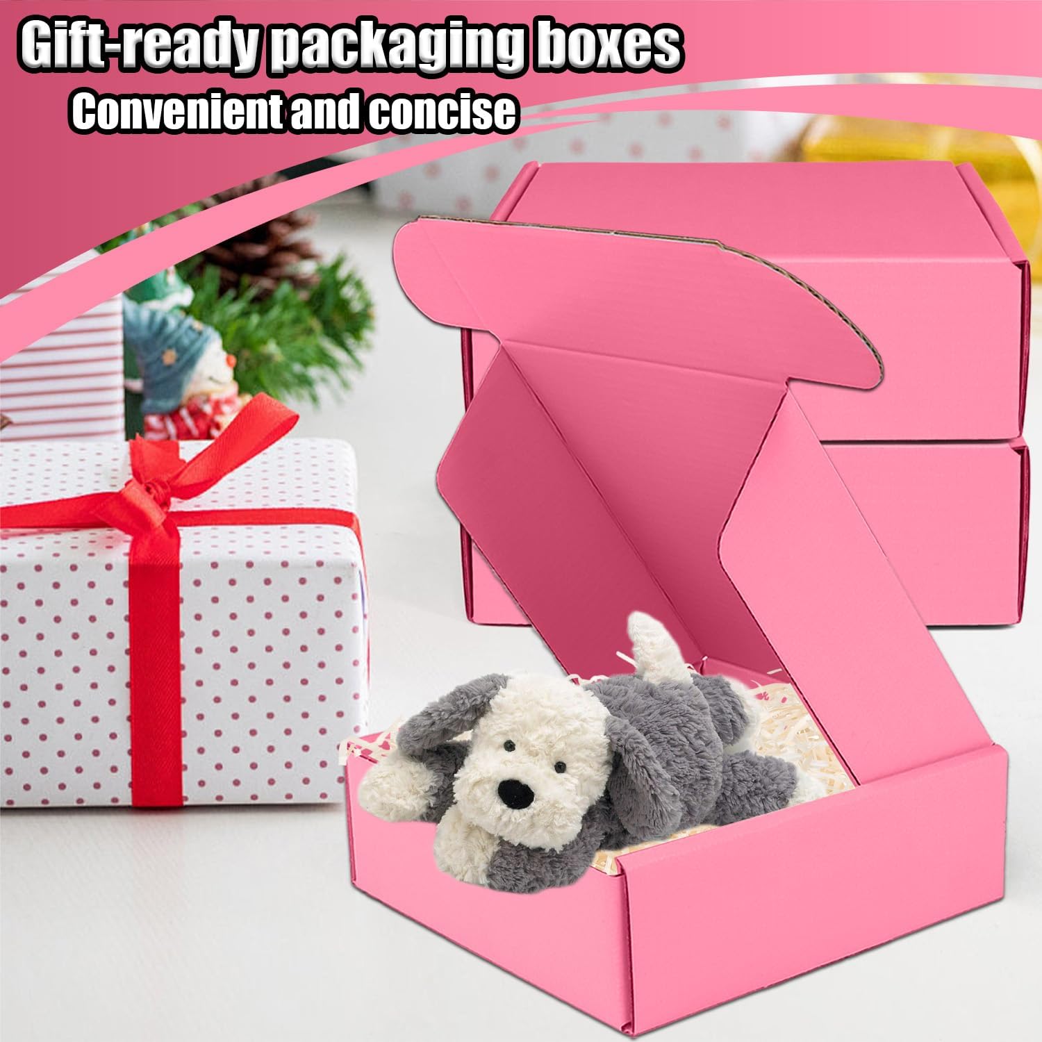 Small Shipping Boxes, 50 Pack Cardboard Box Corrugated Mailer Boxes Small Corrugated Boxes For Shipping Packaging Craft Gifts Giving Products, 6 x 4 x 1.6 Inches (Pink)