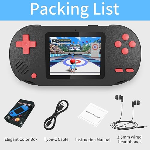 Miniatura 8 de Consola de juegos portátil para niños, 300 juegos integrados, incluyendo 137 títulos clásicos de 16 bits. Cuenta con una pantalla grande de 3.0