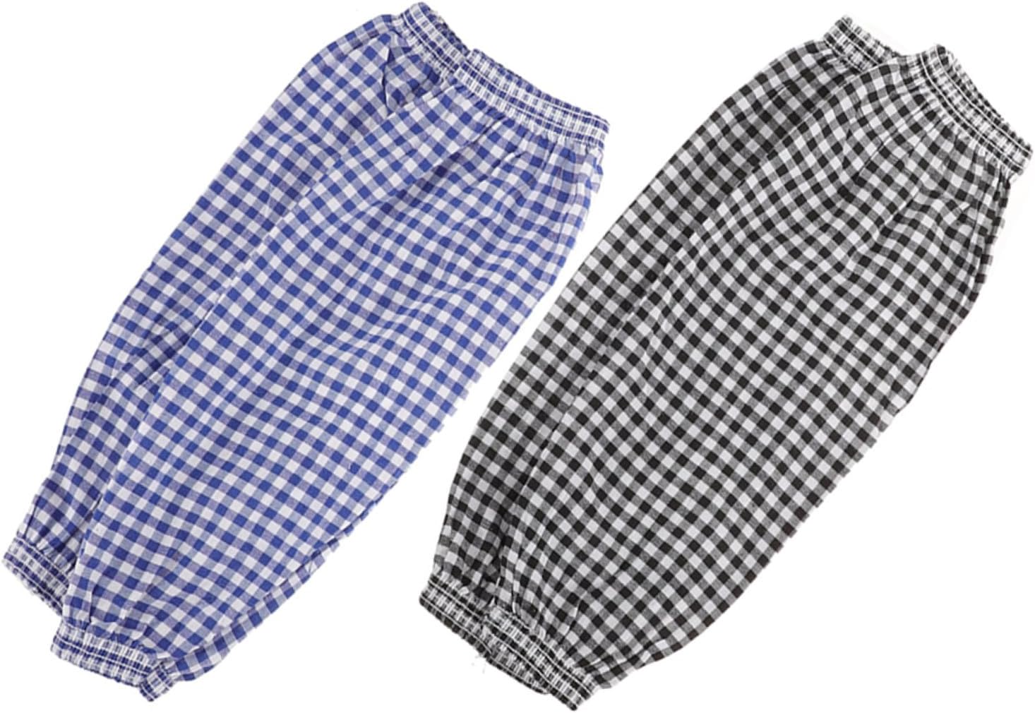 Oil-proof Plaid Oversleeves for Dish Washing and Cleaning, Reusable Kitchen Arm Covers in Black and Blue, Protective Arm Sleeves for Gardening and Painting, 2 Pairs
