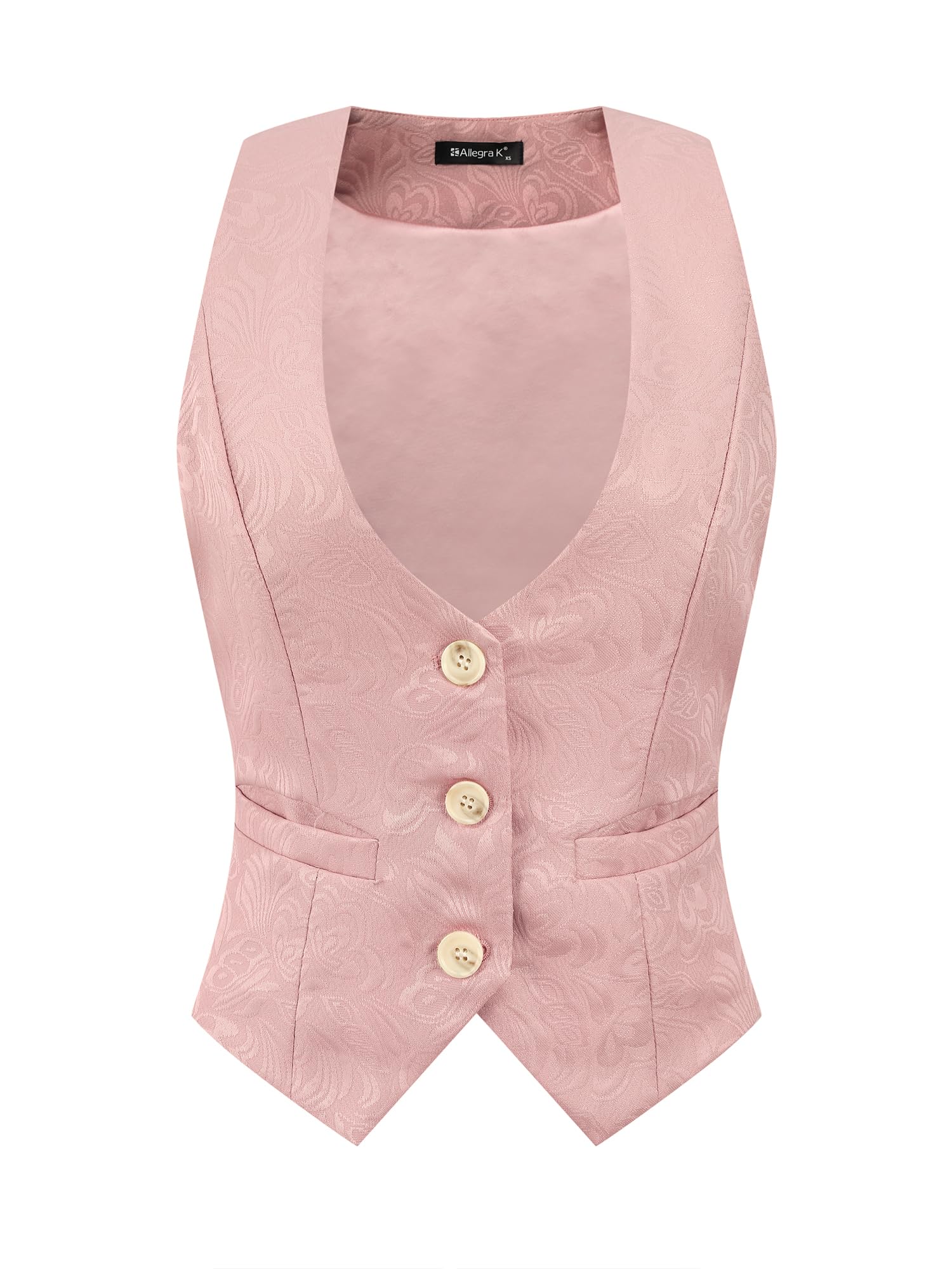 Chaleco rosa para mujer jacquard soluciona looks aburridos con botones vintage 6