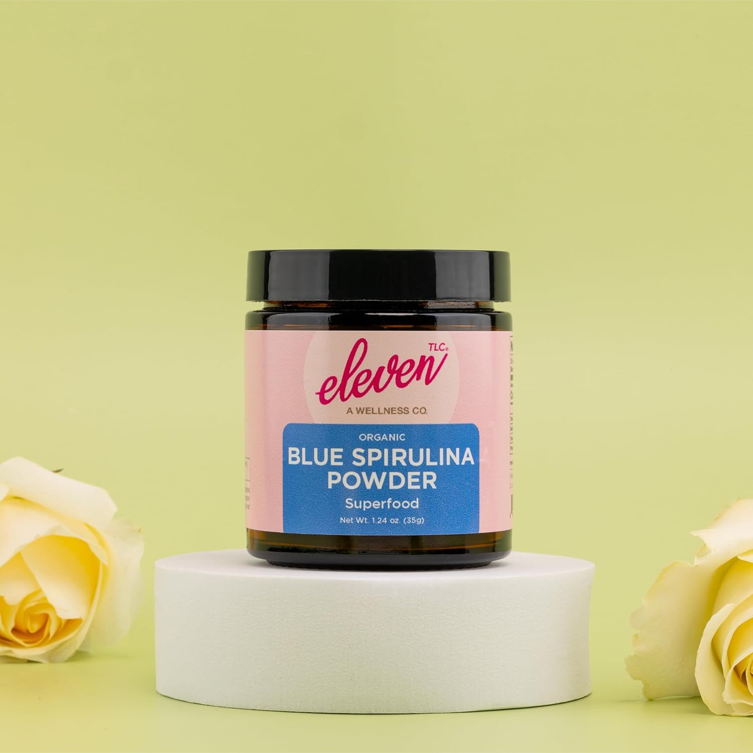 Eleven TLC, Organic Blue Spirulina Powder, Flavorless, Superfood, Vitamins + Minerals, Espirulina Azul en Polvo, Plant Protein, Non-GMO, Non Messy Glass Jar, 1.24 Ounce 35 Servings - Image 2