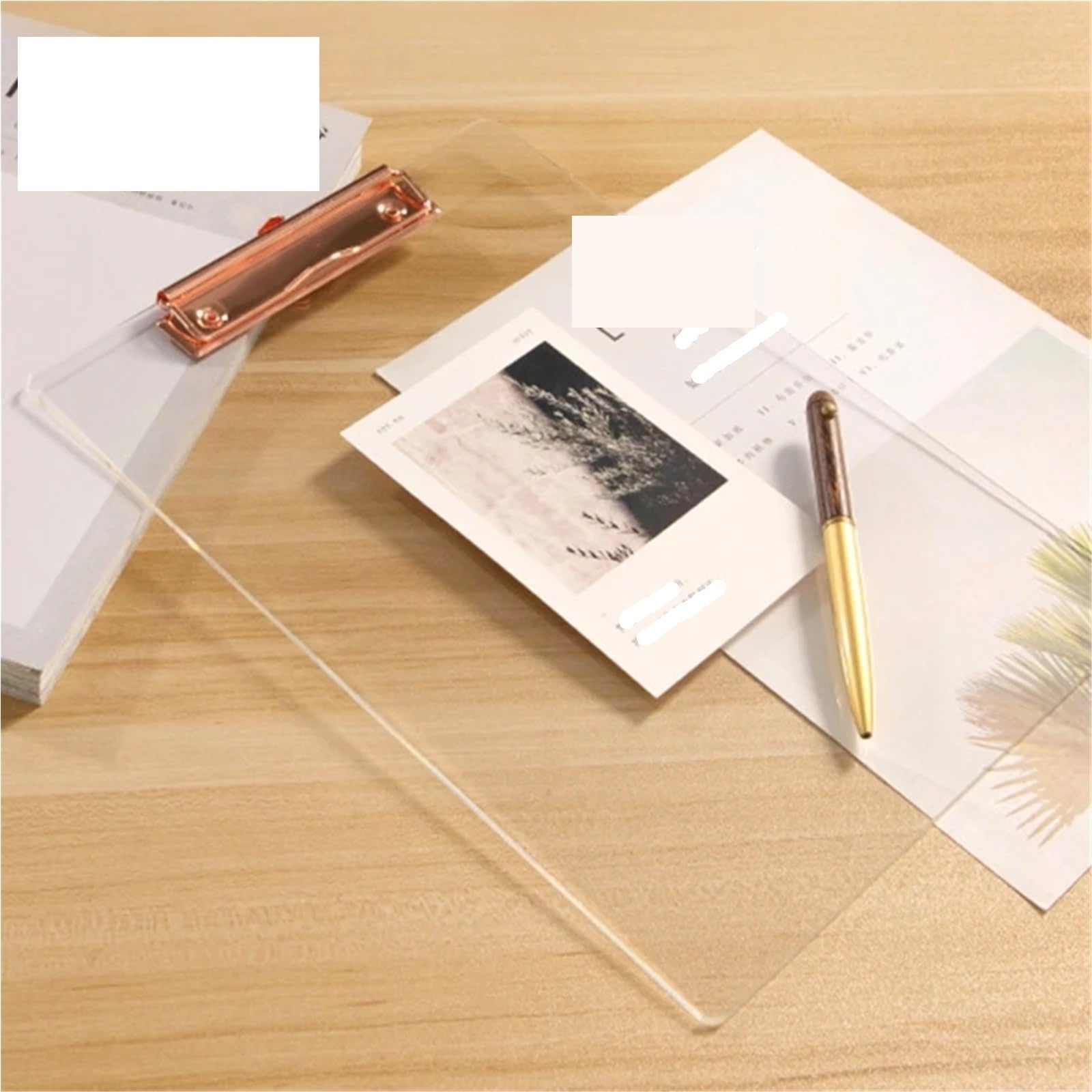 Portapapeles Portapapeles A4 Transparente, archivador de Perfil bajo, Capacidad for 30 Hojas, Suministros de Oficina, 4 Uds. para La Empresa(Gold)
