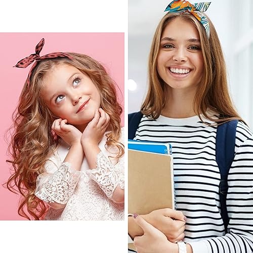 Miniatura 5 de Diadema de alambre, 9 diademas de alambre para mujeres, lindas diademas de lazo con alambre para mujeres, diadema ajustable con torsión, bandas de