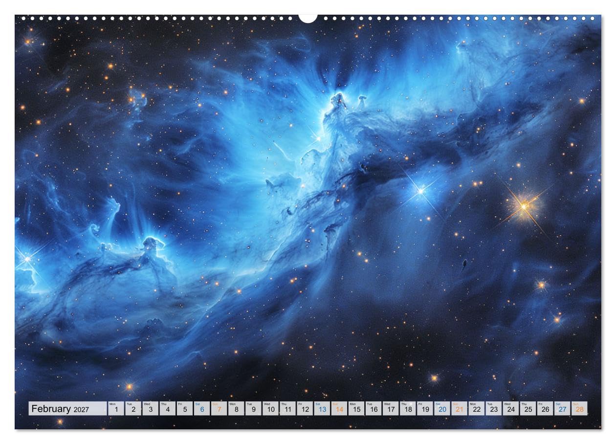 Dazzling Nebulae (High Quality Premium Wall Calendar 2027 DIN A2 landscape),CALVENDO 12 Month Wall Calendar: Discover the timeless beauty and profound ... stunning nebulae in breathtaking colors.