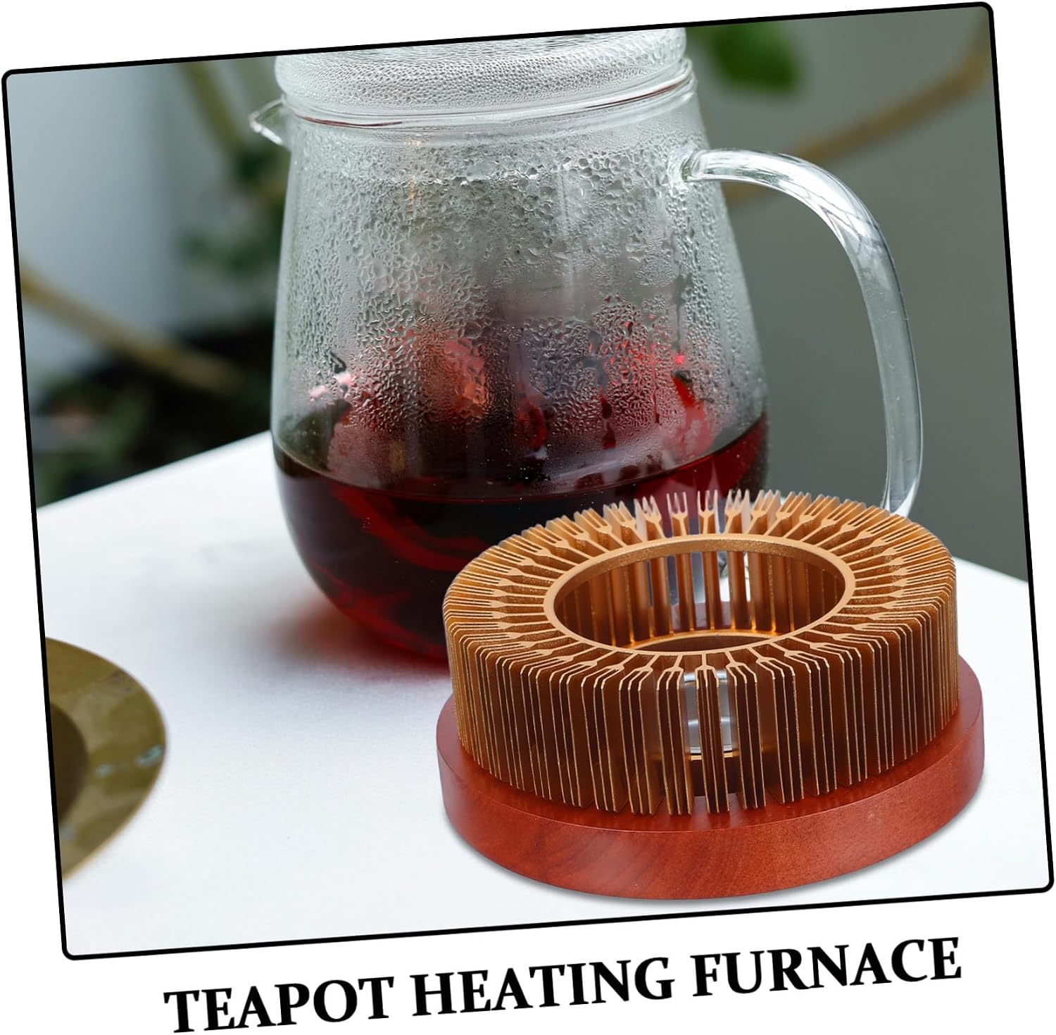 Cabilock Teapot Warmer for Heating Tea Coffee Milk and Food Made of Aluminum and Wood Compatible with Standard Teapots with Tealight Holder and Cork Cushion