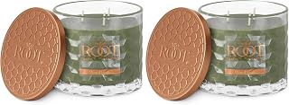 Root Candles Fall Scented Candles Honeycomb Glass Premium 3-Wick Handcrafted Beeswax Blend Candle, 12-Ounce, Woodlands (Pack of 2)