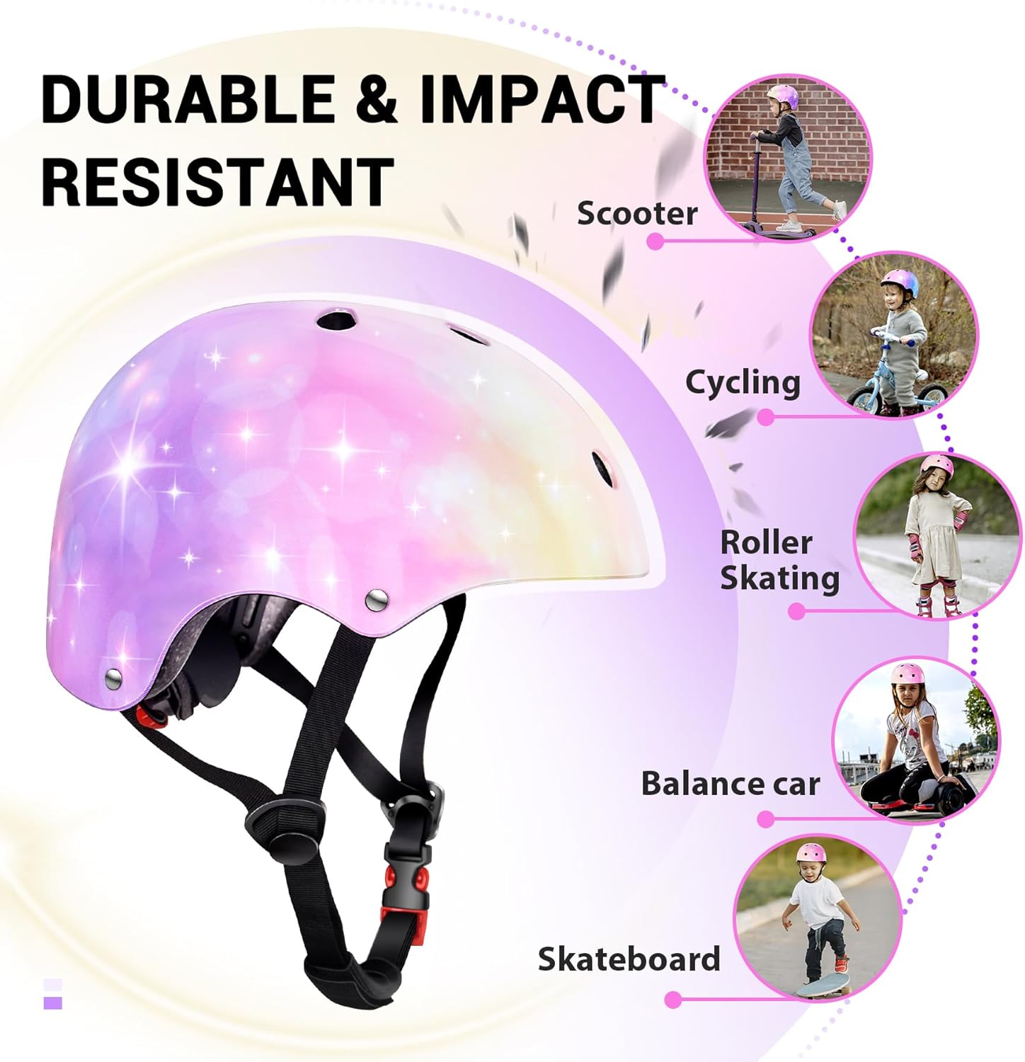Kids Bike Helmet for 2-3-5-8-14 Ages Girls,Boys,Toddler,Kids and Youth, Ventilation and Impact Resistance Toddler Bike Helmet for Multi-Sport Bicycle Scooter Inline Roller Skate and Skateboarding - Image 6