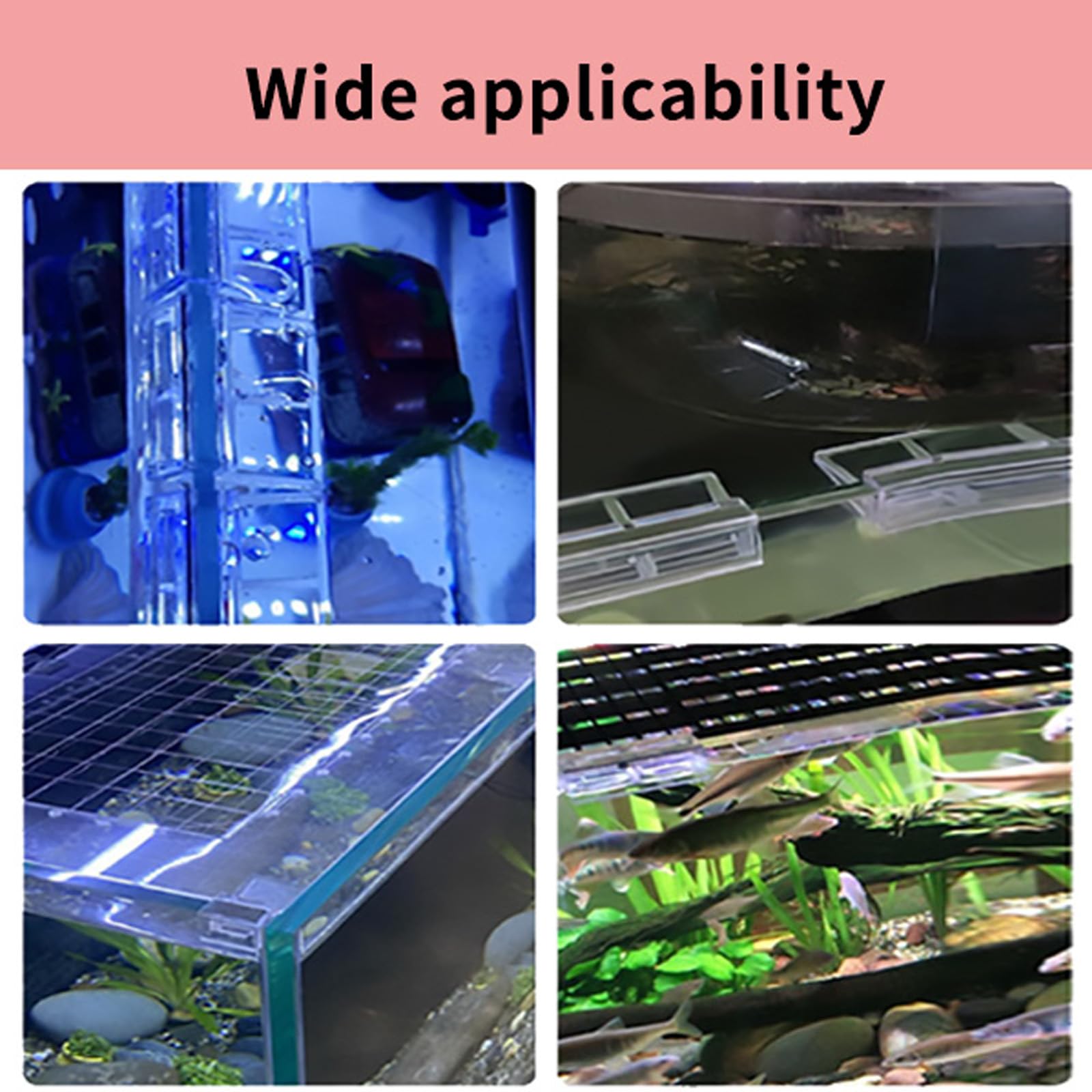 GVSS 6 Pièces Clips de Protection en Verre pour Aquarium Convient pour Verre 6mm, Support d'Aquarium Acrylique,Clips de Support d'Aquarium,Clips pour Couvercle d'Aquarium